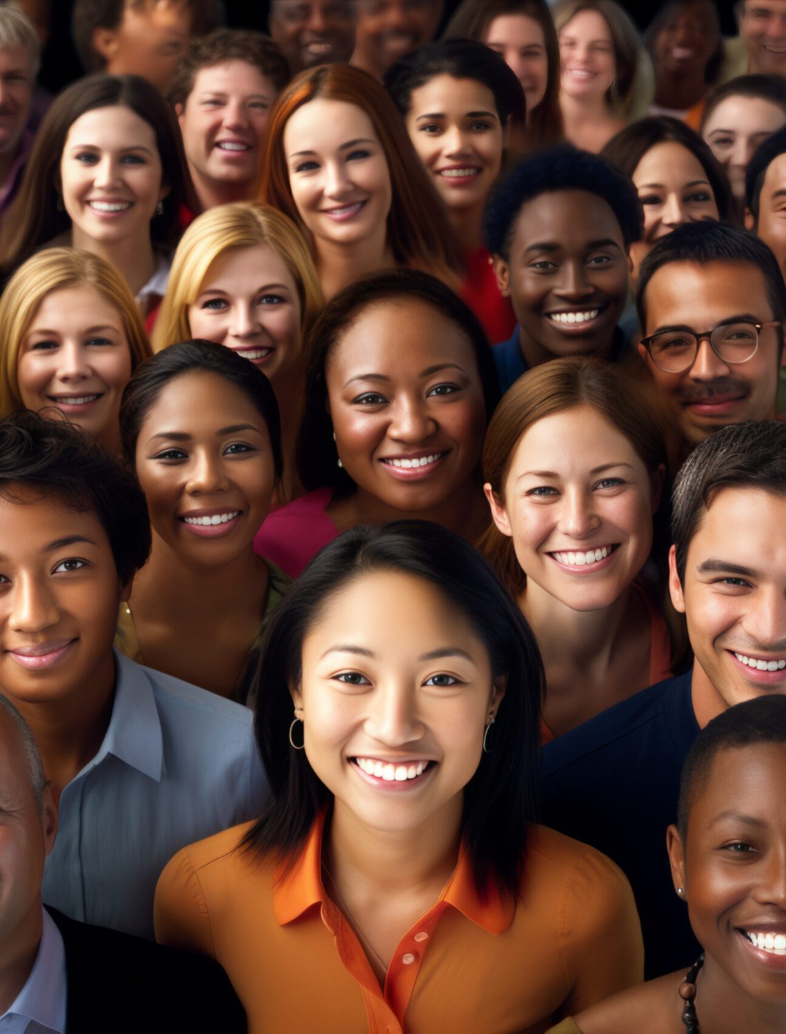 The faces of many people smiling next to each other show the beauty of cultural diversity